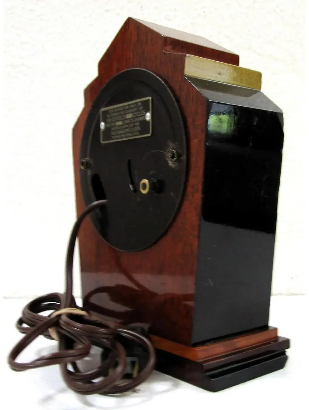 1930s Art Deco Sangamo Brown with Gold Accent Electric Clock